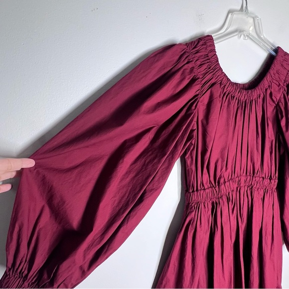 New Ulla Johnson Martine Dress Poplin Bordeaux Bateau Neckline Sz 2 - Picture 4 of 7